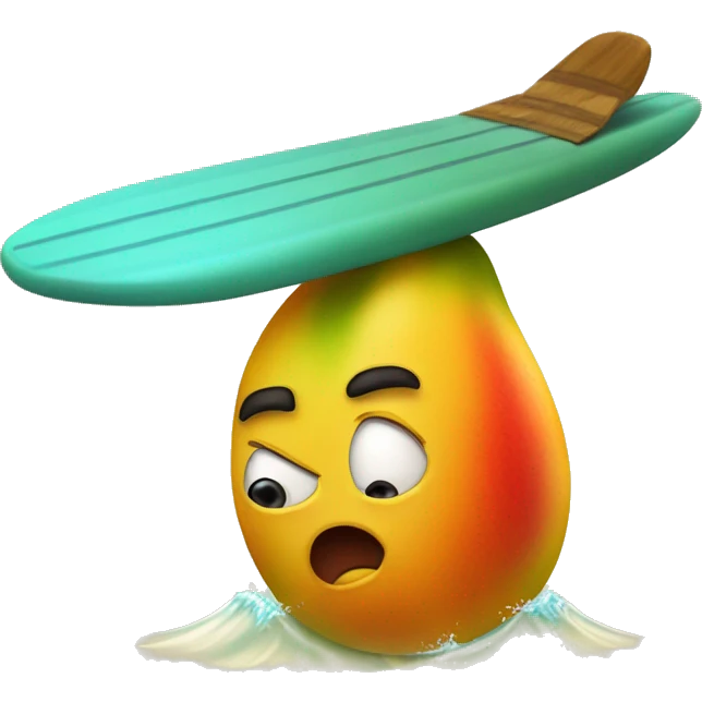 Angry mango riding a surfboard emoji
