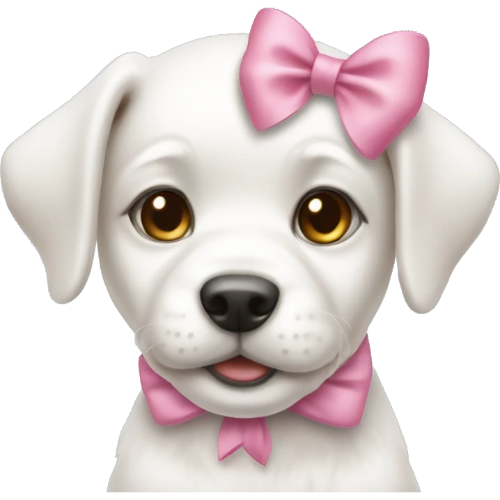 White puppy pink bow on head emoji
