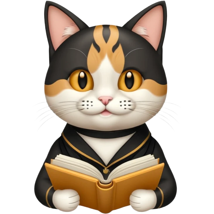 gato del egeo con manchas negras feliz en abriendo una libreta anillada  emoji