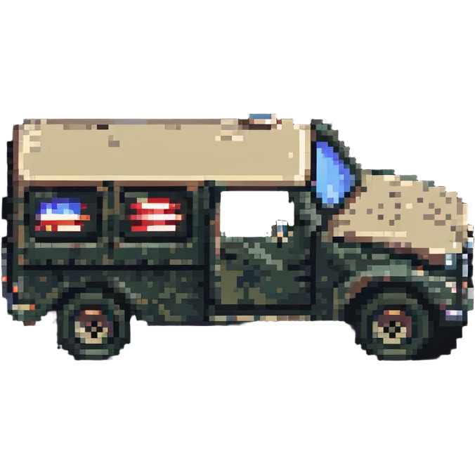 military truck with camouflage pixel art emoji
