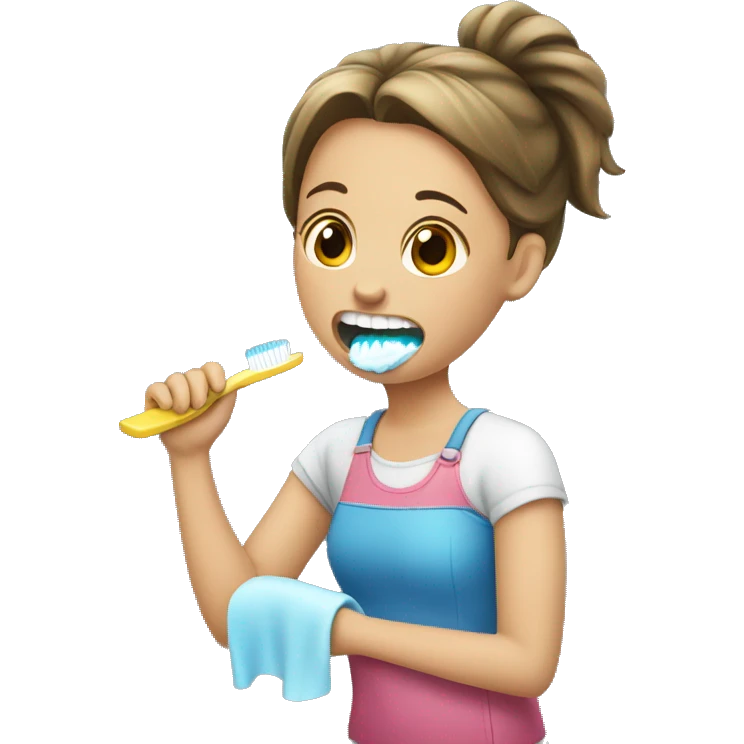 A girl brushing teeth emoji