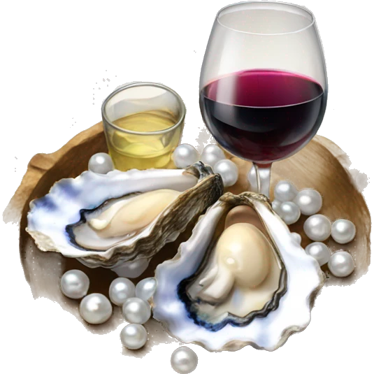 2 oysters with pearls and wine emoji