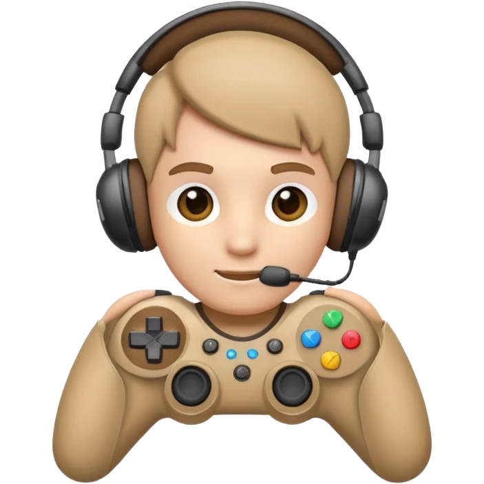 gaming mascot with a game controller and gaming headset emoji