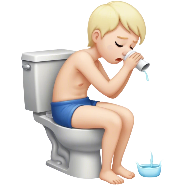 Someone vomiting into a toilet emoji
