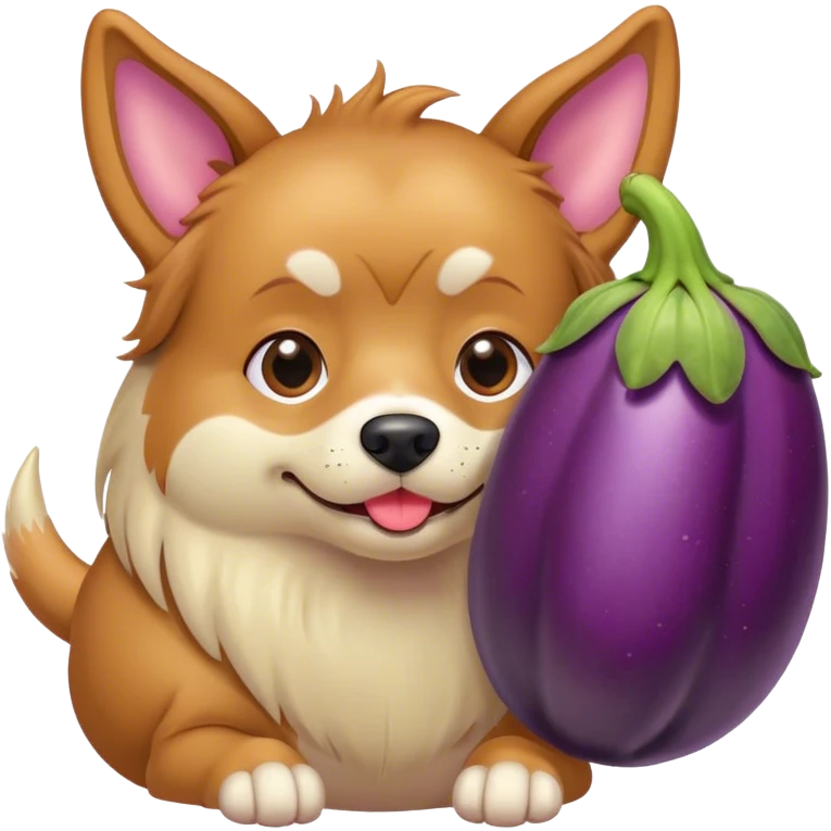 Dog eating a eggplant  emoji