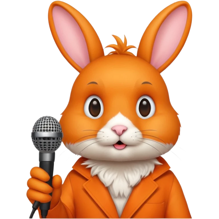 orange rabbit with microphone emoji