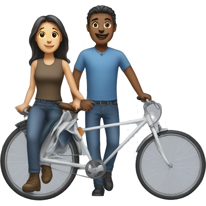 2 people one is male and one is female on a bicycle  emoji