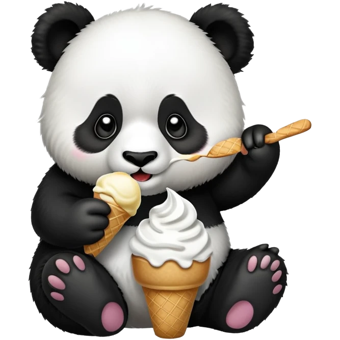 Panda eating ice cream emoji