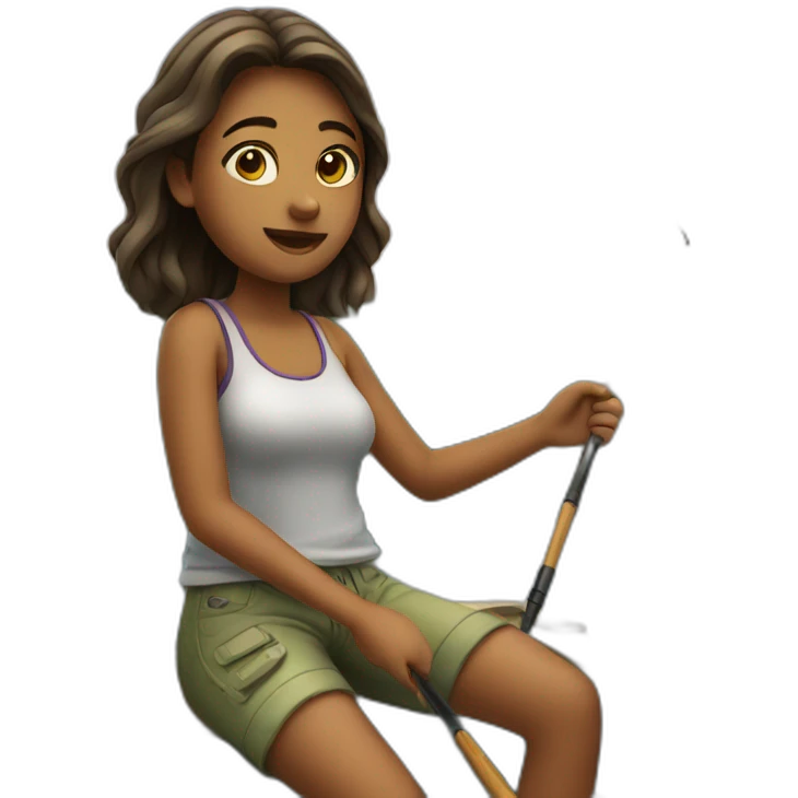 girl fishing on a boat emoji