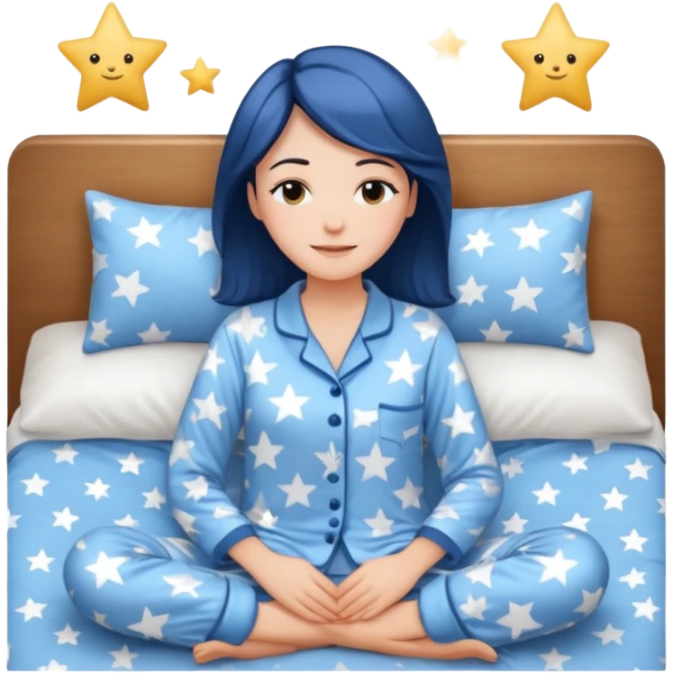  "type": "human",
      "look": "woman in star-print pyjamas, soft blue set, sleepy smile", emoji