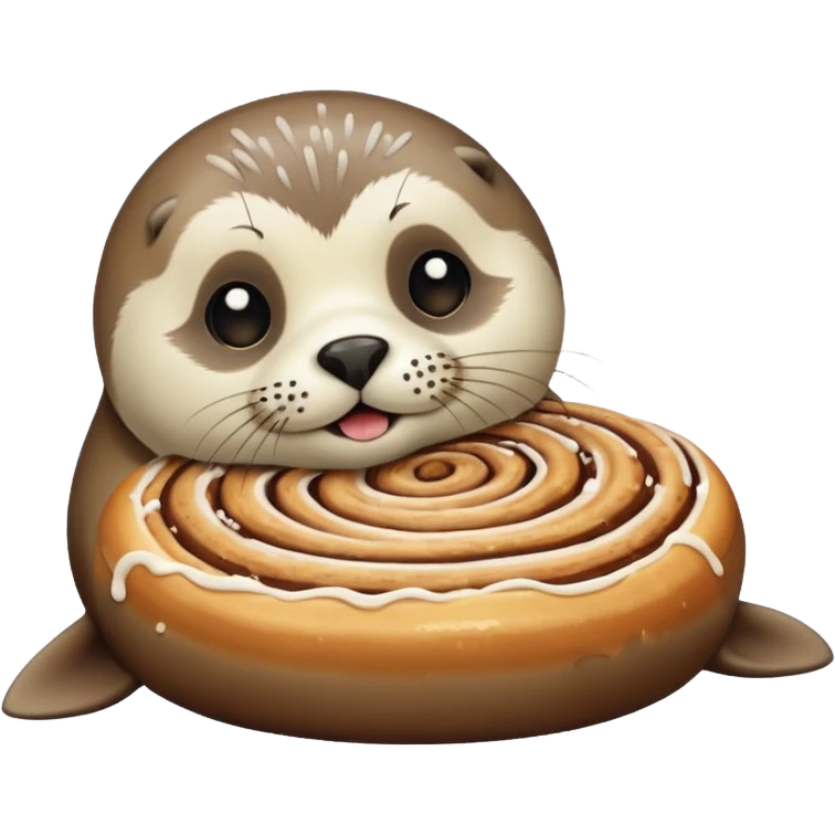 Seal eating a cinnamon roll emoji