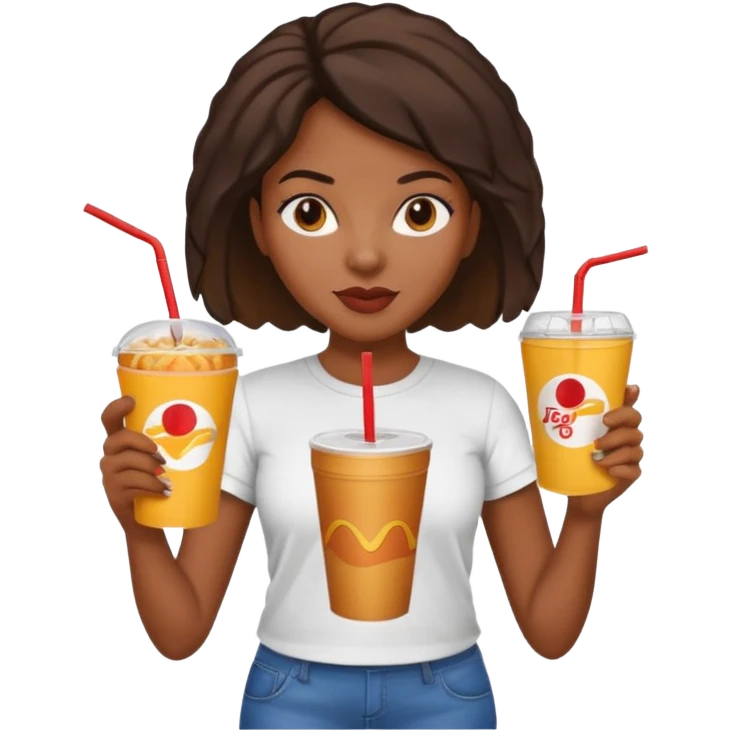 black woman holding fastfood drink emoji