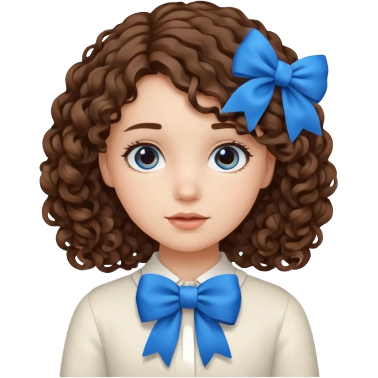 girl  with blue bow and curly hair emoji