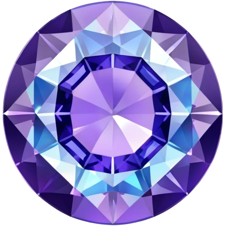 Precision round cut tanzanite with lavender-blue color flash and holographic rainbow effect emoji
