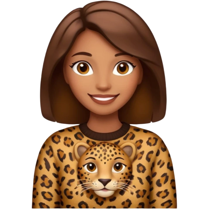 An elegant self confident brown lady in a leopard sweater emoji emoji