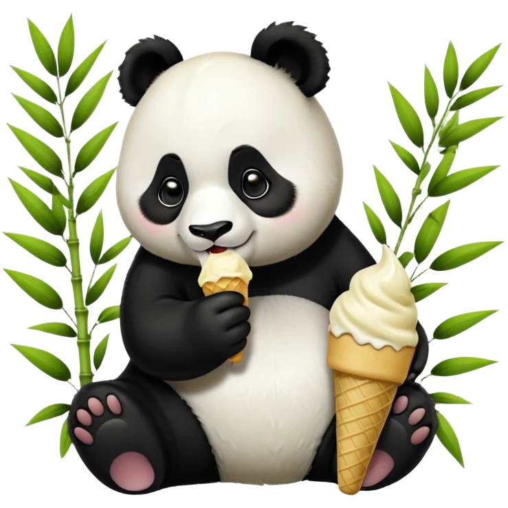 Panda eating ice cream emoji