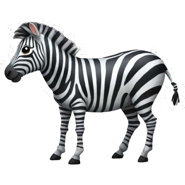 an animated happy zebra standing a emoji