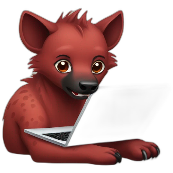 red hyena with laptop emoji