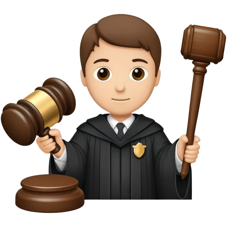 Wearing judge’s robe  holding a gavel  emoji