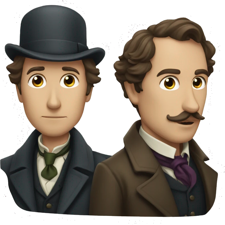 Sherlock Holmes and Watson investigating emoji