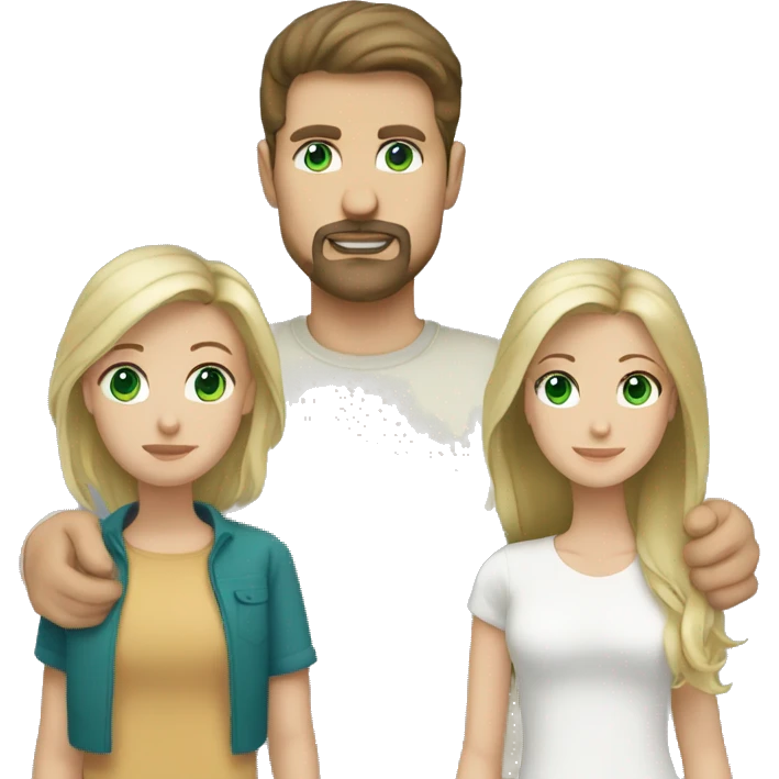 Brown hair green eyes goatee man with blonde girl blue eyes emoji