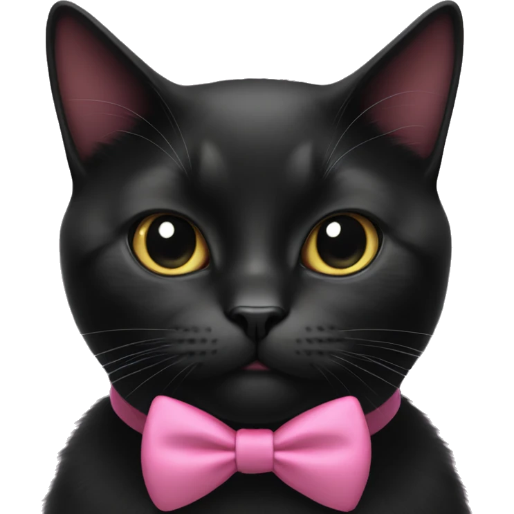 black cat with pink bow tie emoji