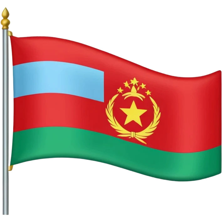 Dagistan flag red down mid light blue and green above emoji