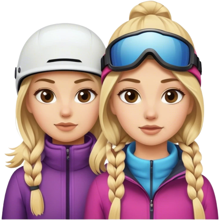 Blonde girl and dirty blonde buy skiing emoji
