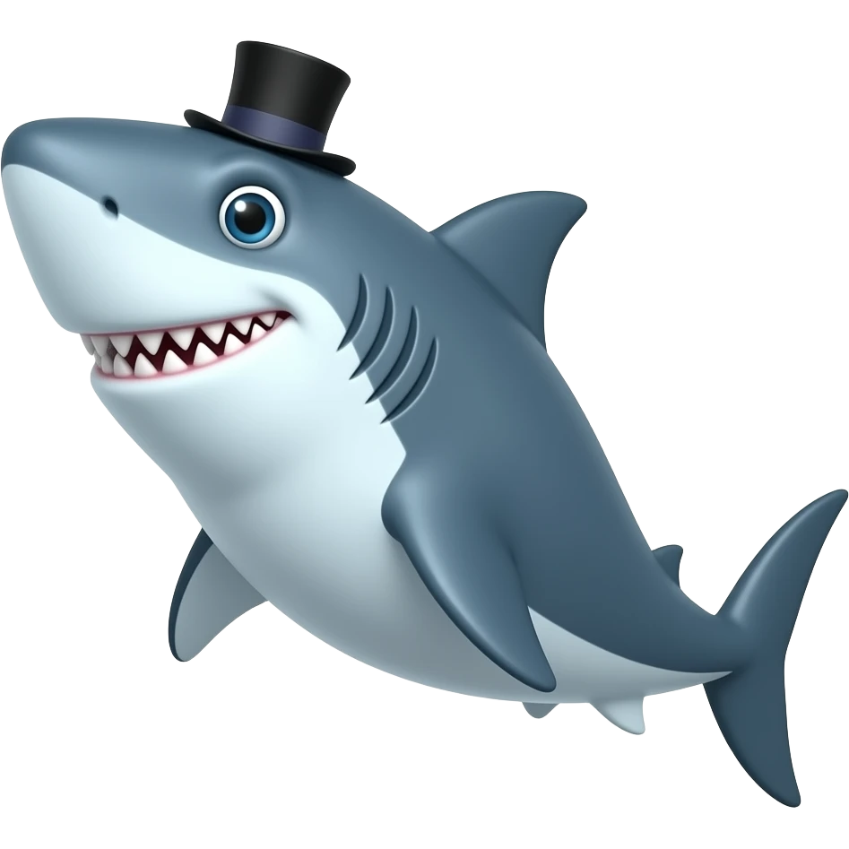 Shark with a top hat emoji