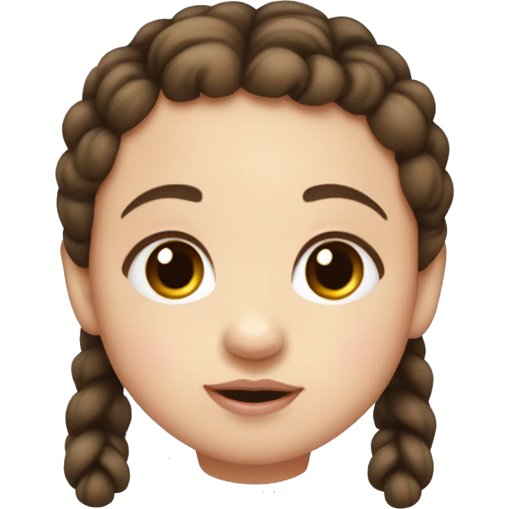 White little brown-eyed baby with two dark pigtails, plump lips emoji
