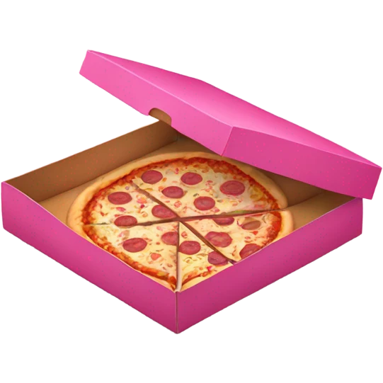 Realistic Pink empty open pizza box isolated.  emoji