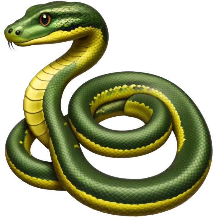 A photo-realistic digital illustration of a Green Anaconda, chest upward, with a broad, flat head, muscular body, and high-set eyes. Its olive-green body is covered with symmetrical, bold black oval spots, and its smooth, glossy scales highlight its large, powerful build. emoji
