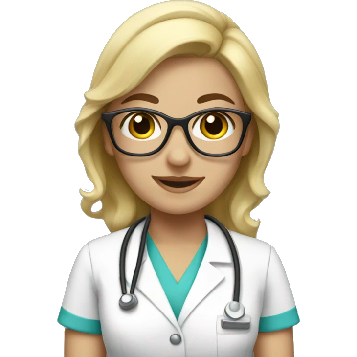 Blonde nurse with glasses emoji