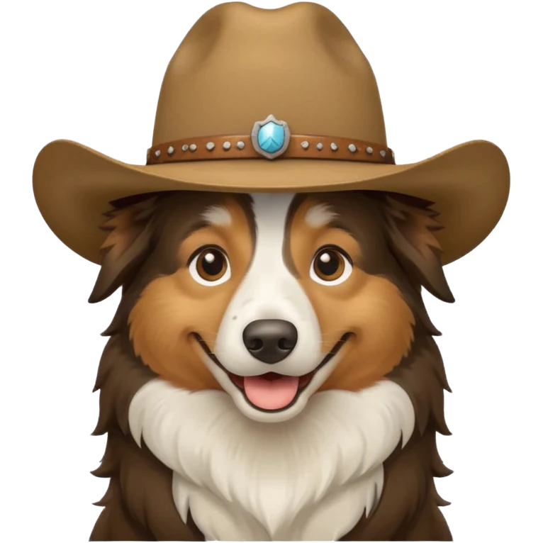 Collie Dog in cowboy hat smiling emoji