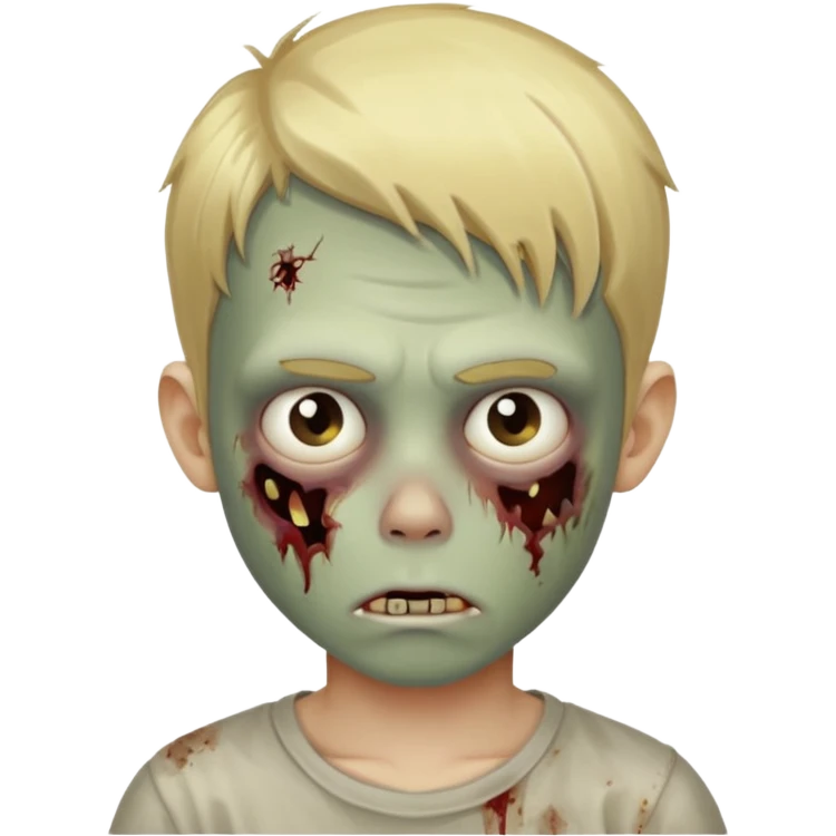 boy zombie with blonde hair no expressions emoji
