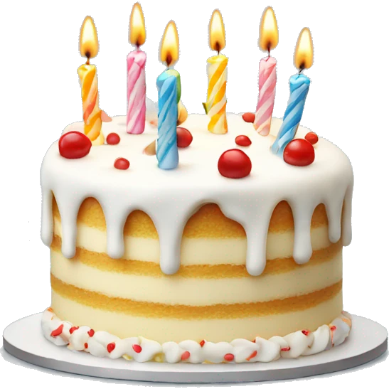 White birthday cake with candles emoji