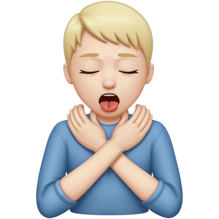 criss cross hands around throat choking self emoji tongue out with eyes shut emoji