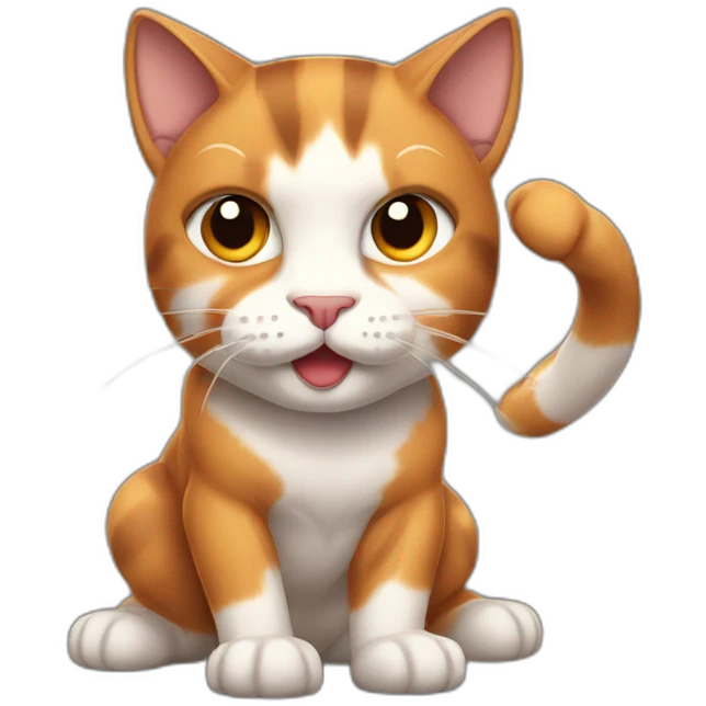 A muscular calico cat flexing emoji