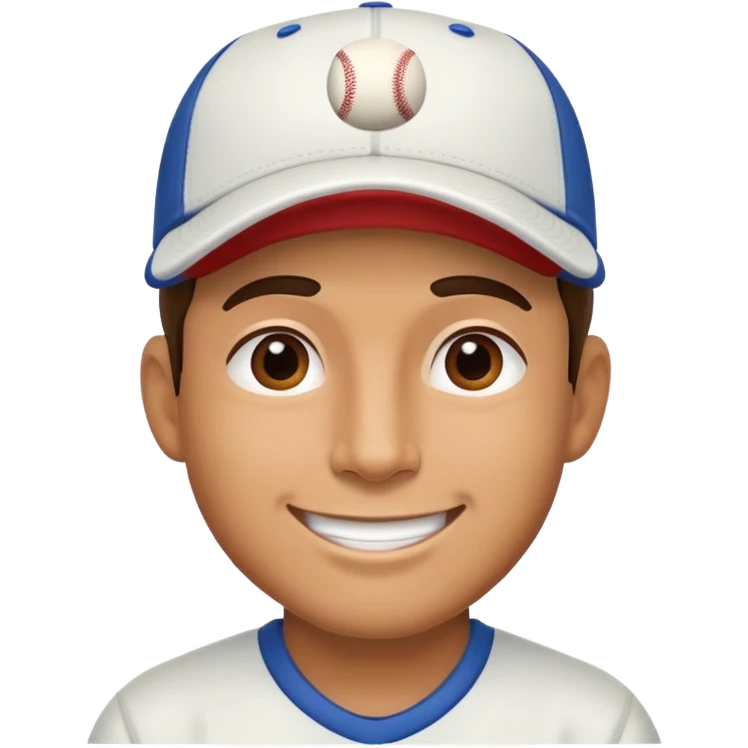 man with a baseball cap, happy face emoji