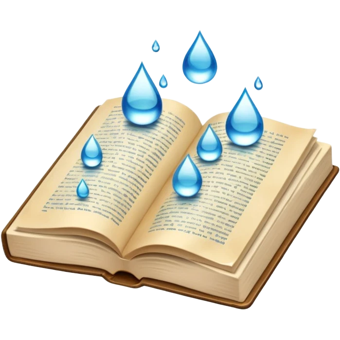 Water drops on open book emoji
