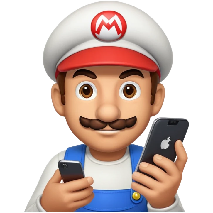 Mario character holding a smartphone emoji