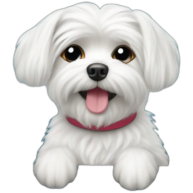 Maltese dog in car emoji