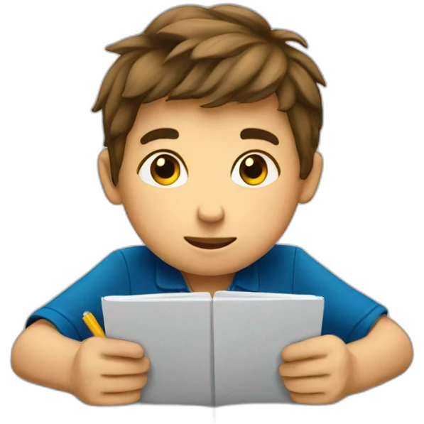 boy writing on notebook emoji