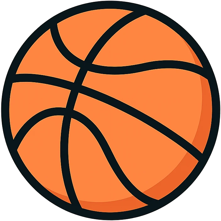 basketball, flat design, clear black outlines emoji