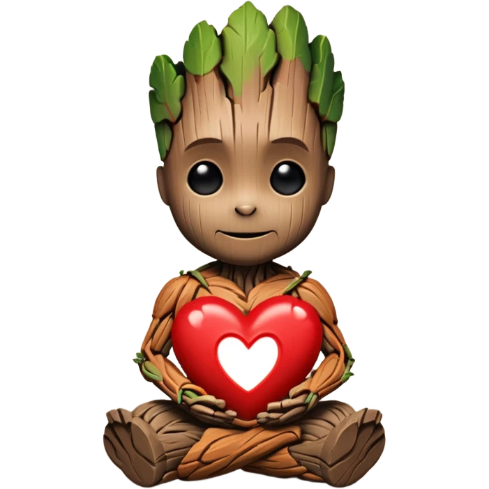 baby-groot with a hearth emoji