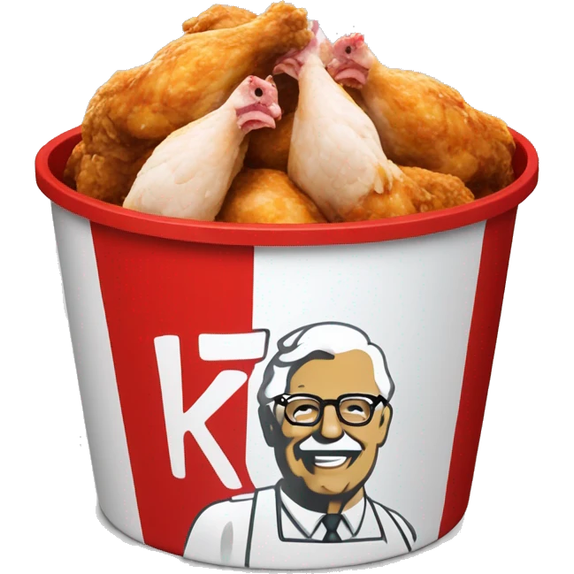  red and white bucket of chicken with the KFC Logo emoji
