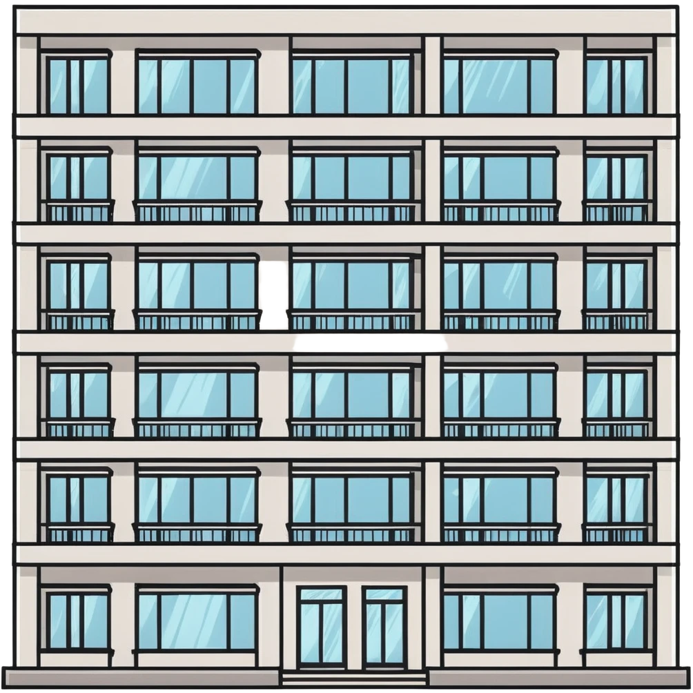 Soviet-era panel apartment building with rows of identical windows, gray concrete facade, flat roof, typical Russian multi-story residential building emoji