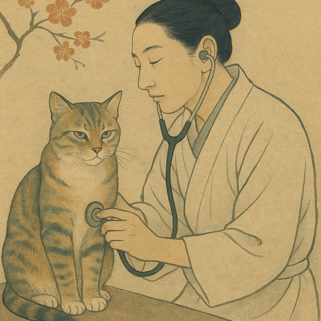 veterinarian examining a cat emoji