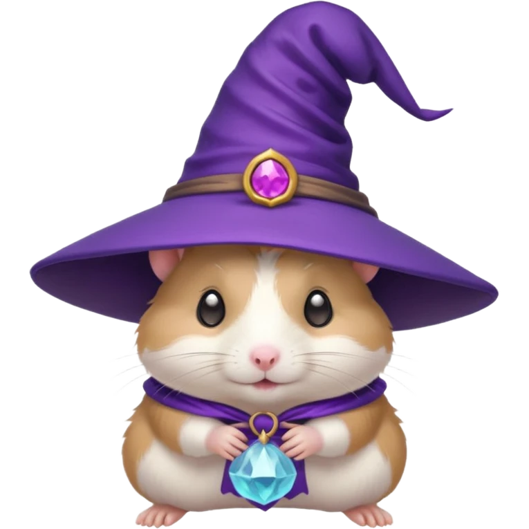 cute hamster wearing a purple witch hat emoji
