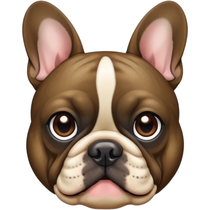 Cinematic Noble Brindle French Bulldog Portrait Emoji, Poised and regal, with a compact, muscular build and a sleek, well-groomed brindle coat accented by subtle fawn highlights, deep-set soulful dark eyes, Simplified yet sharp and sophisticated features, highly detailed, glowing with a soft, dignified glow, high shine, intelligent and determined, stylized with an air of authority, focused and attentive, soft glowing outline, capturing the essence of a watchful and confident companion, so majestic it feels as though it could strut out of the screen with effortless authority! emoji